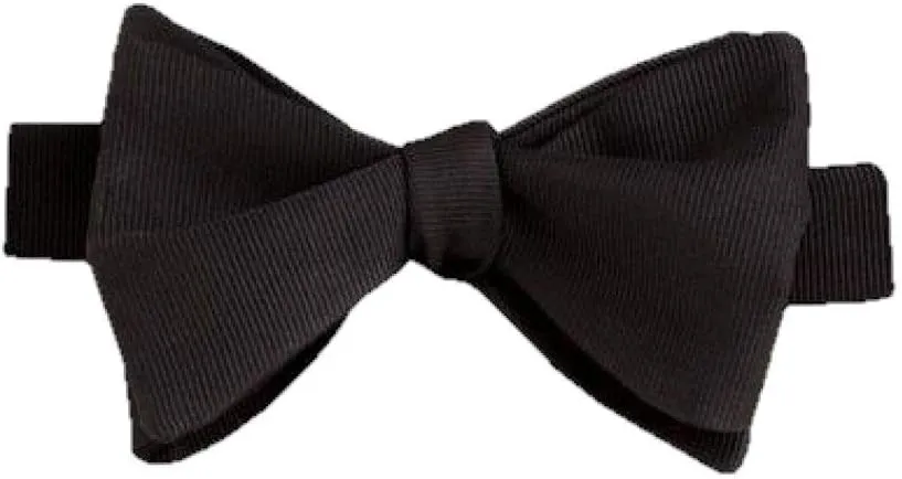 Mens Classic Self Tie Silk Solid Black Luxury Tuxedo Bow Tie