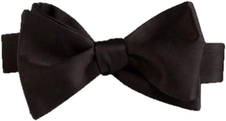 Mens Classic Self Tie Silk Solid Black Luxury Tuxedo Bow Tie