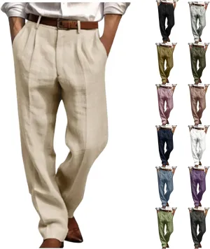 Men's Dress Pants Stretch Classic Fit Suit Pants Casual Pleated Front Dress Pants Straight Fit Pants