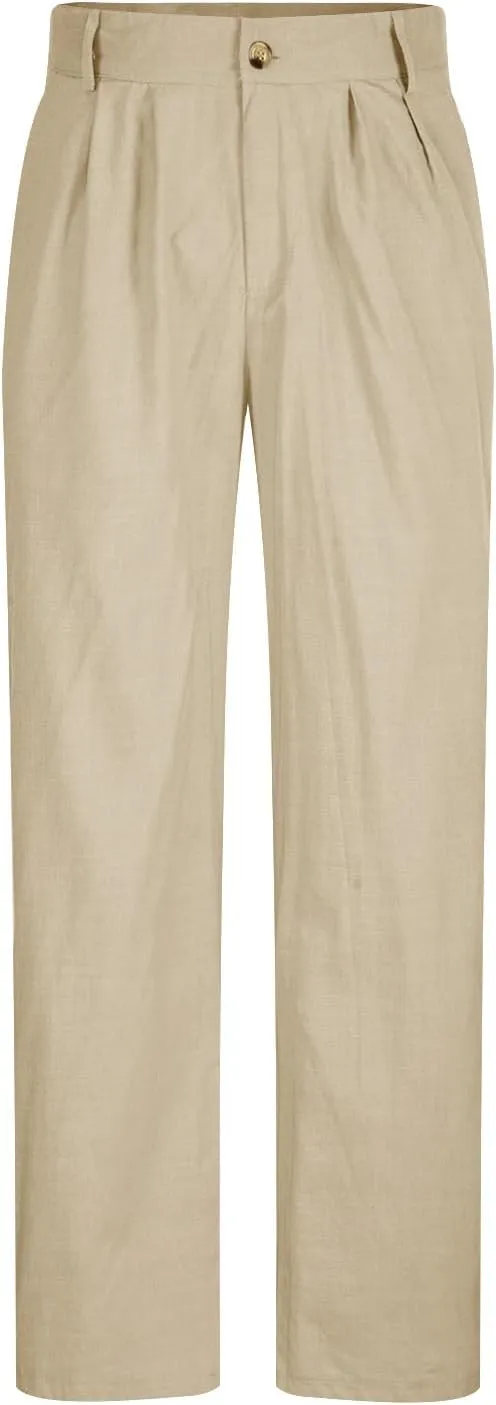 Men's Dress Pants Stretch Classic Fit Suit Pants Casual Pleated Front Dress Pants Straight Fit Pants