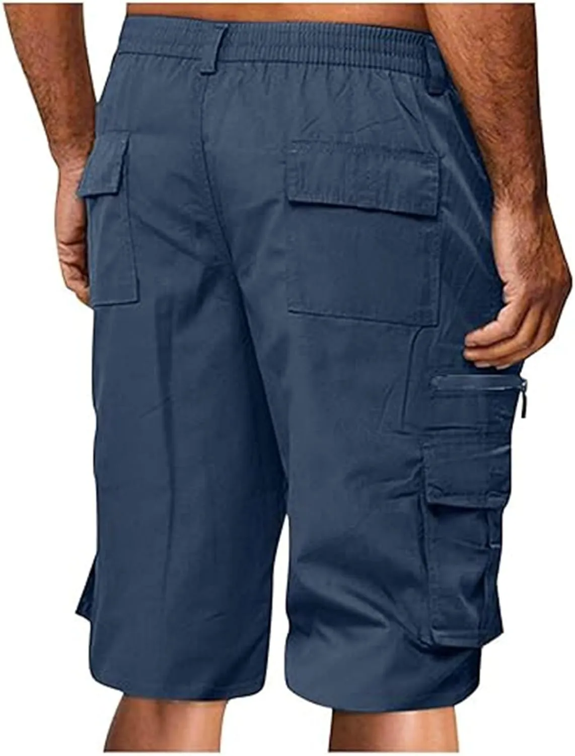 Mens Elastic Waist Cargo Shorts 2024 Summer Casual Bermuda Shorts with Multi Pocket Casual Short Pants Trendy Shorts