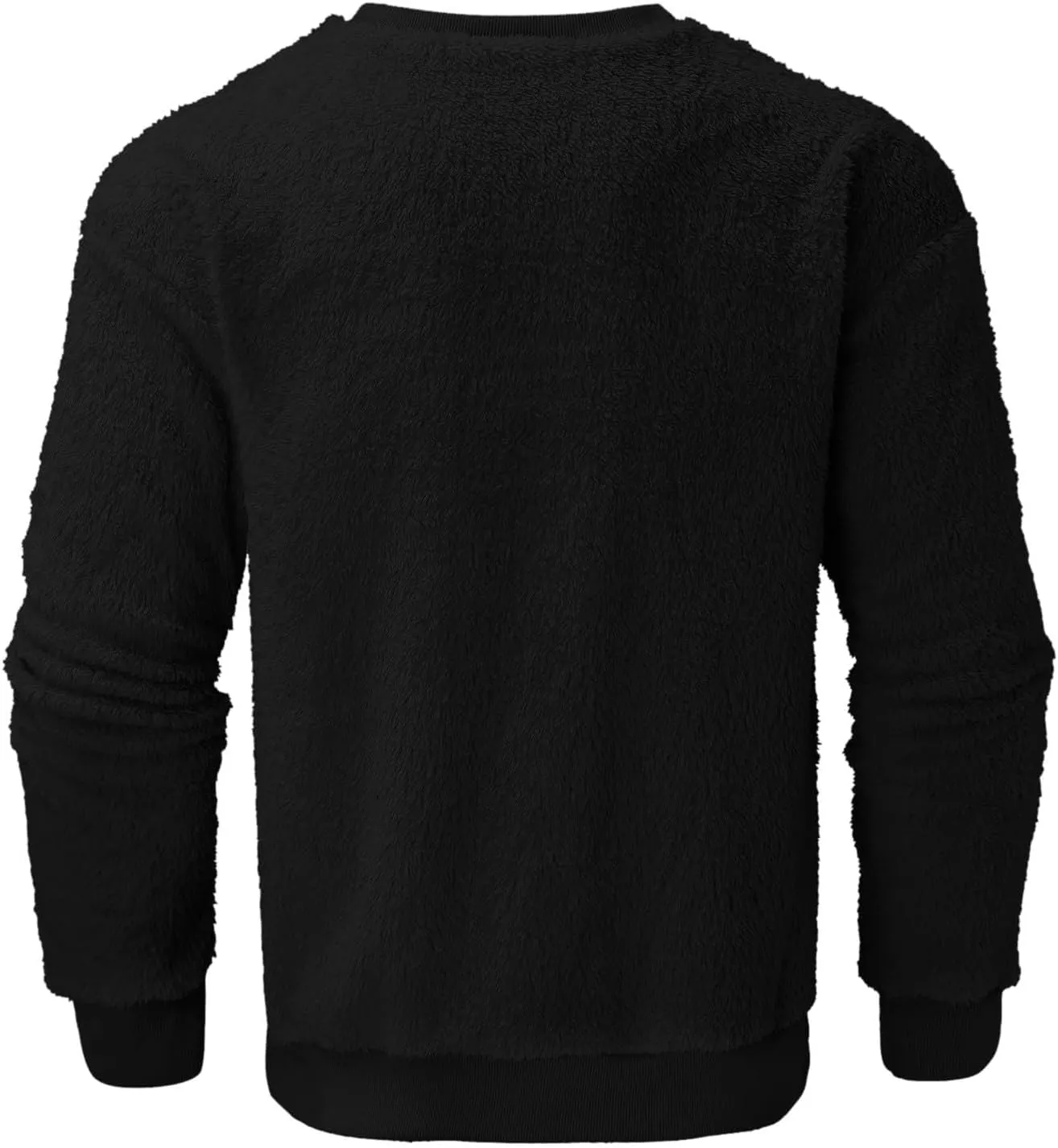 Mens Fleece Crewneck Sweatshirts Fuzzy Sherpa Sweatshirt Long Sleeve Fluffy Pullover Cozy Basic Fall Winter Warm Tops
