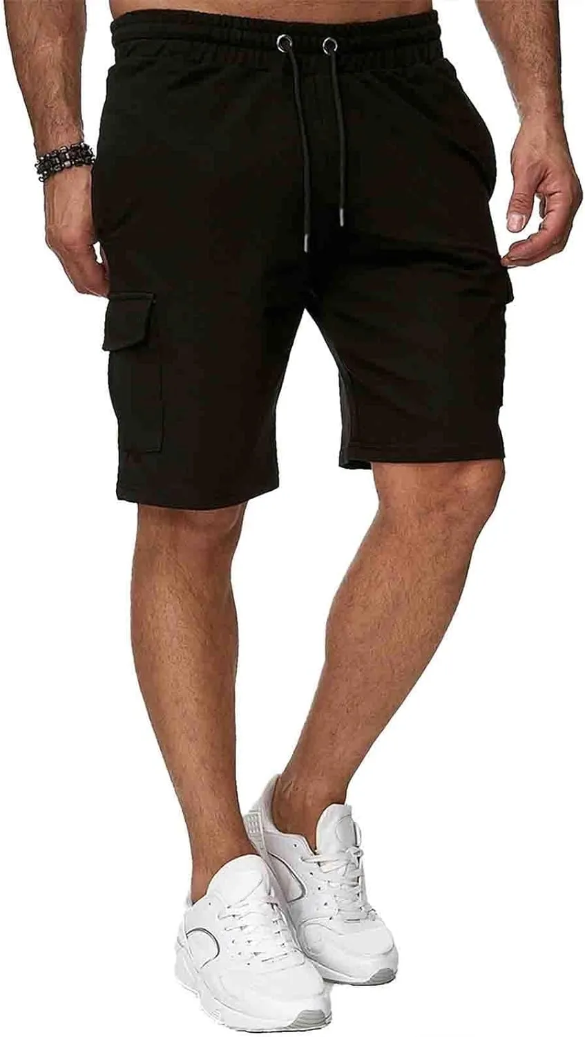 Mens Hiking Cargo Shorts Elastic Waist Short Pant Muscle Fit Bodybuilding Training Shorts Men Hiking Shorts