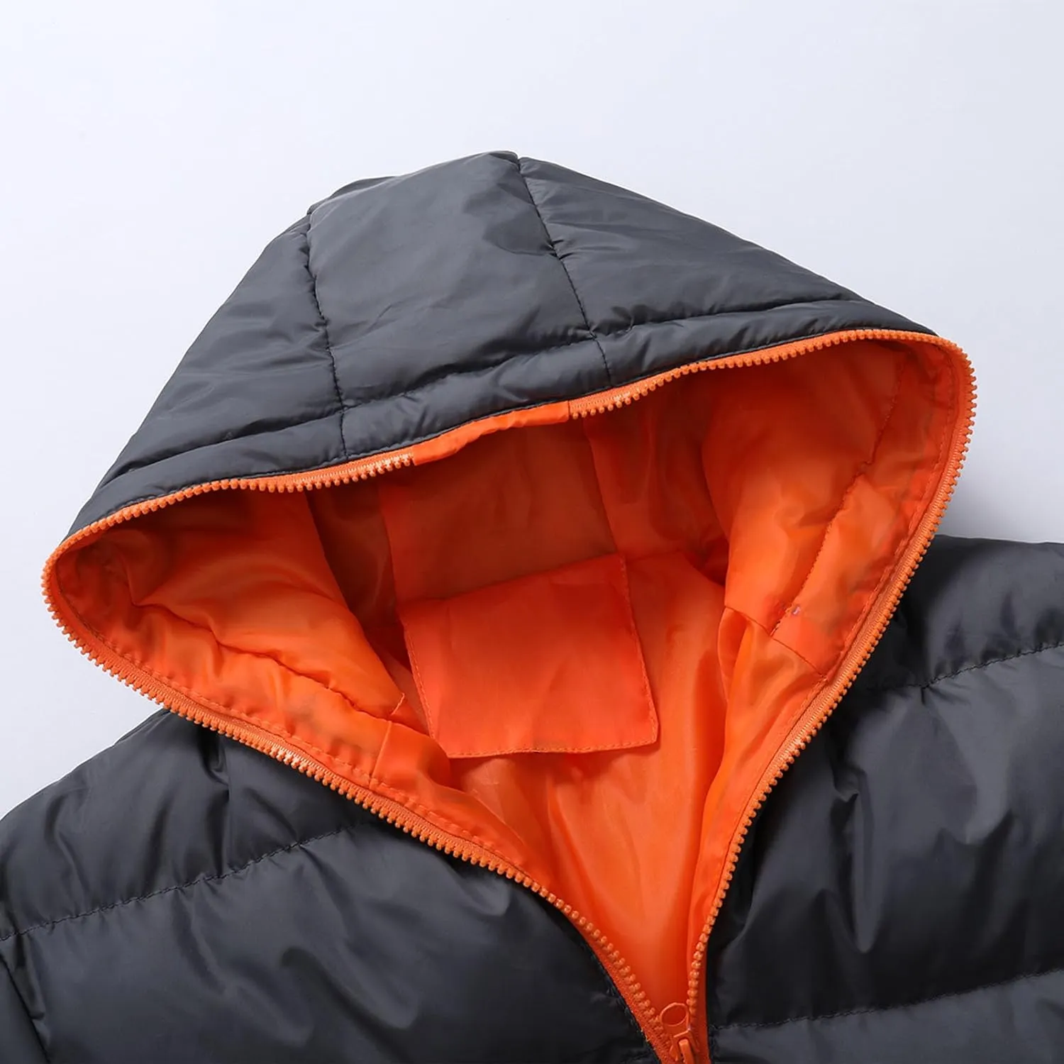 Men's Lightweight Puffer Jacket Hooded Full Zip Water-Resistant Quilted Lined Winter Coats Lightweight Keep Warm Coat