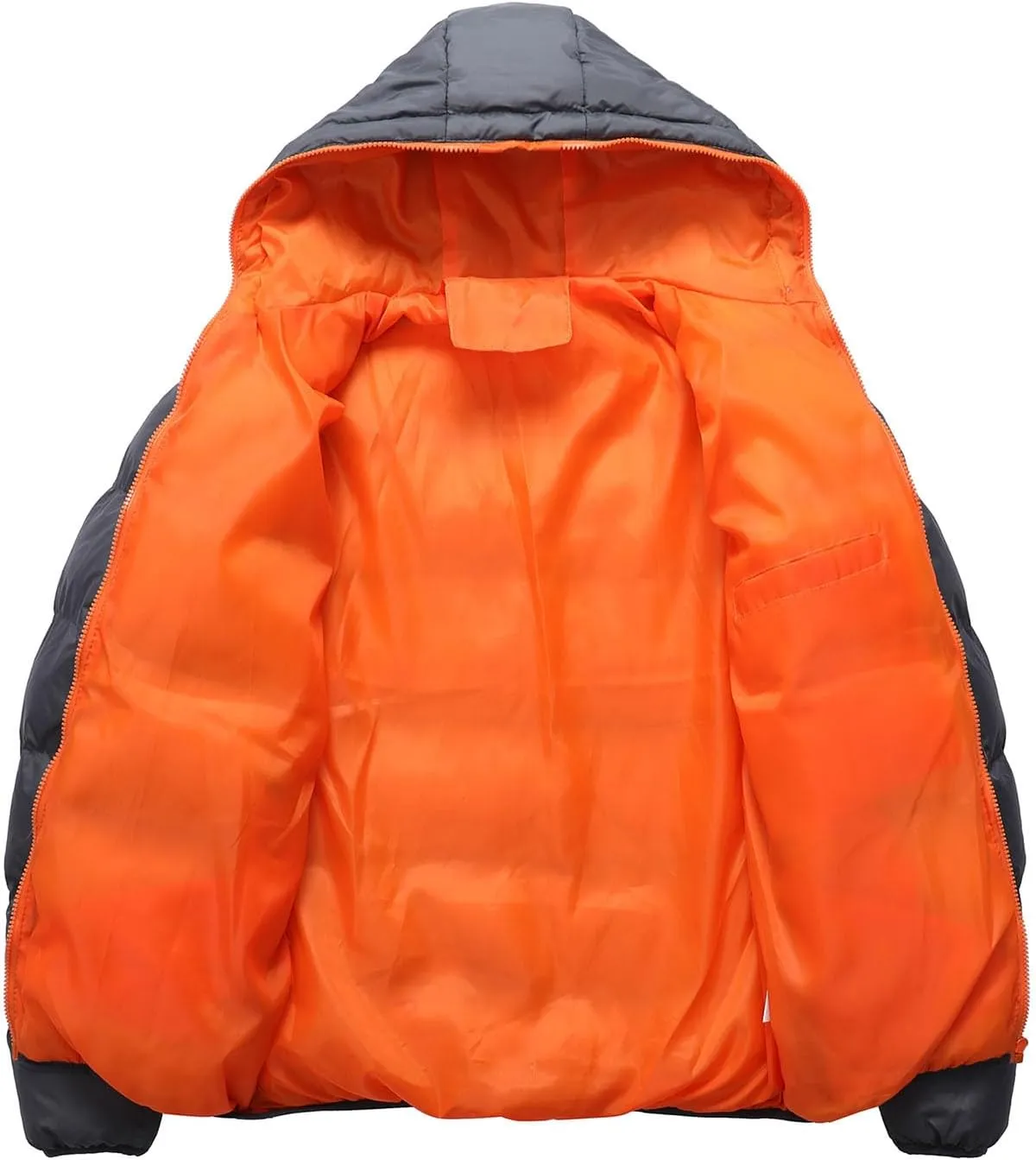 Men's Lightweight Puffer Jacket Hooded Full Zip Water-Resistant Quilted Lined Winter Coats Lightweight Keep Warm Coat