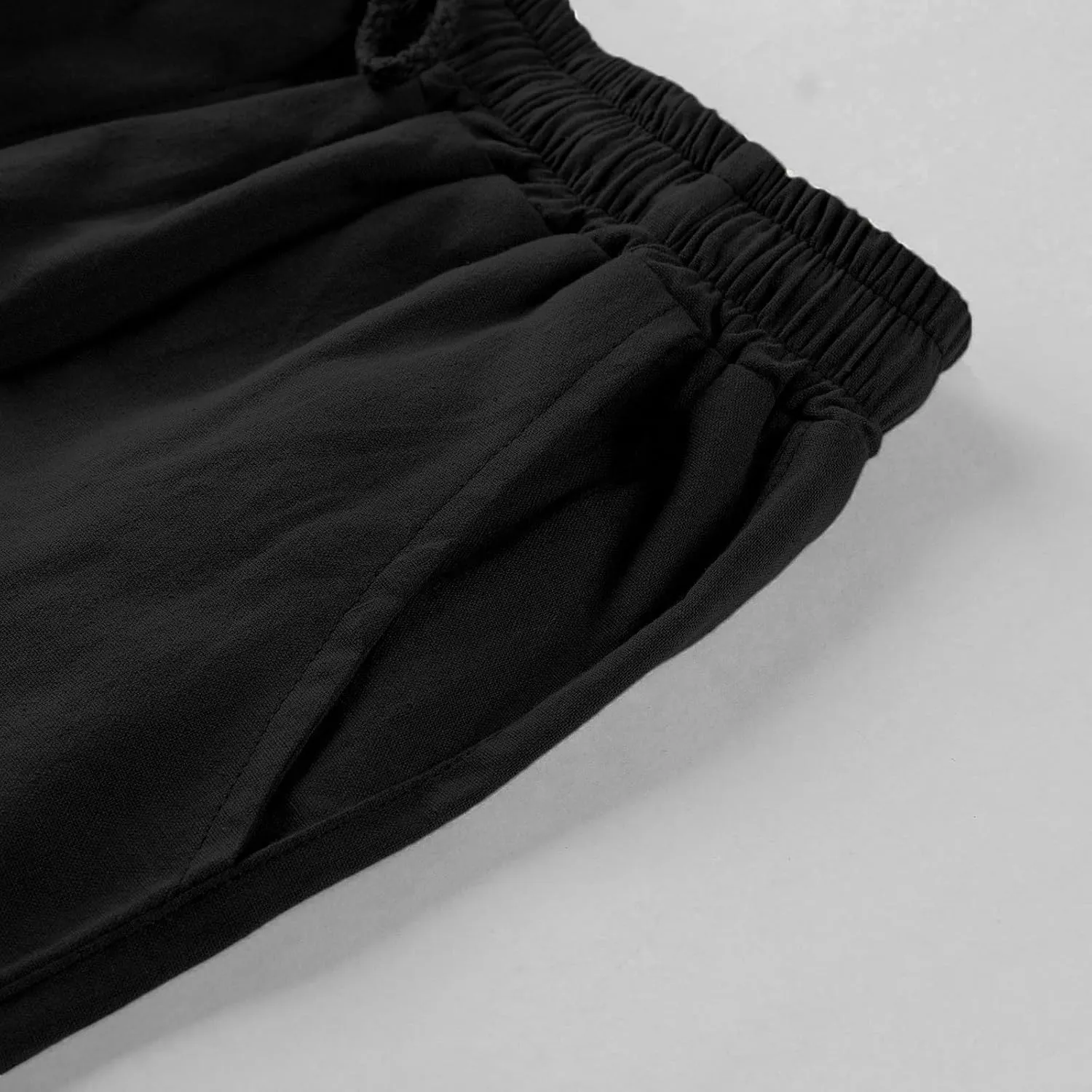 Men's Linen Shorts Casual Elastic Waist Drawstring Summer Beach Shorts Harem Casual Beach Yoga Trousers Men's Cargo Shorts