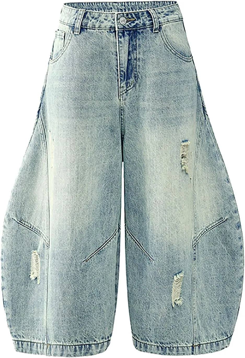 Men's Loose Y2K Hip Hop Mid Jean Shorts Work Denim Shorts with Pockets Casual Summer Streetwear Clothes