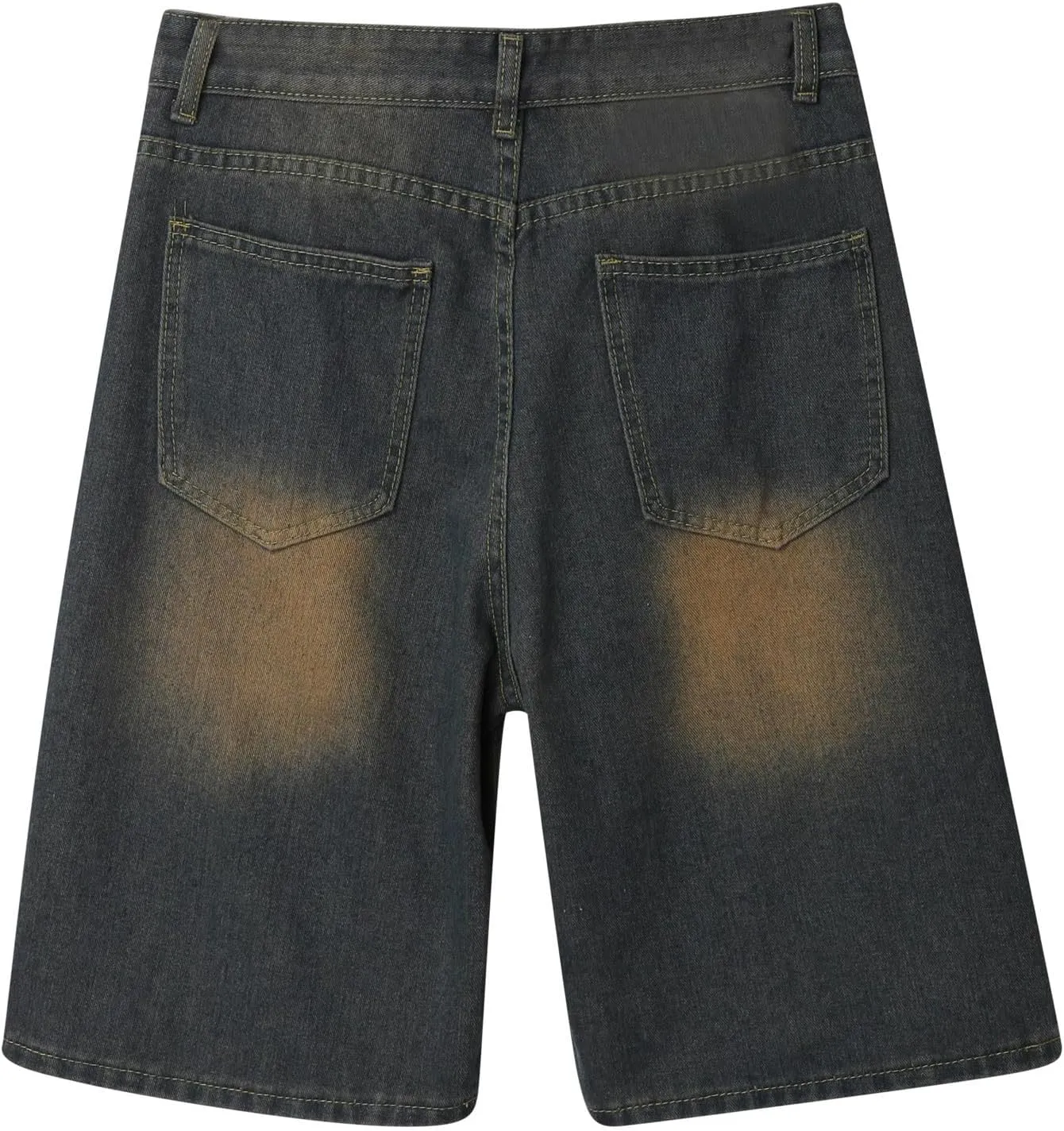 Men's Loose Y2K Hip Hop Mid Jean Shorts Work Denim Shorts with Pockets Casual Summer Streetwear Clothes