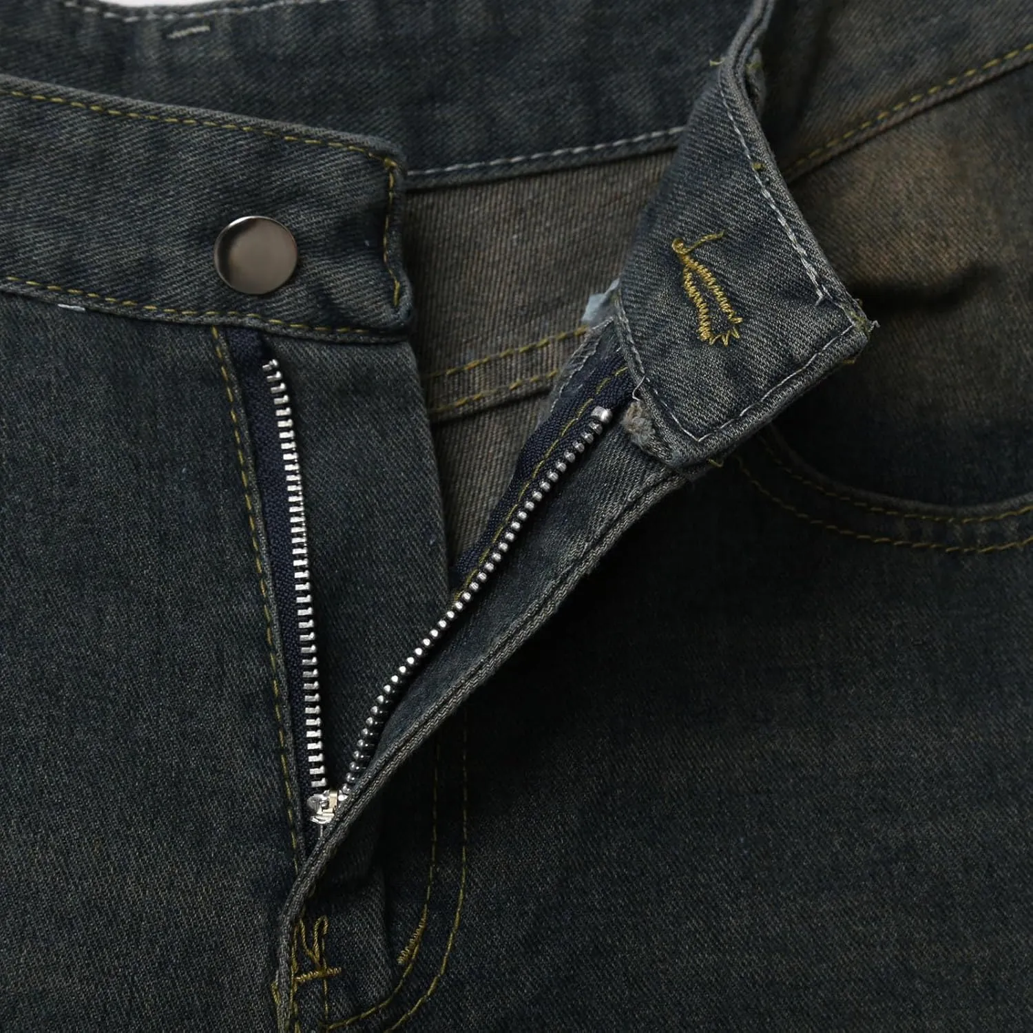Men's Loose Y2K Hip Hop Mid Jean Shorts Work Denim Shorts with Pockets Casual Summer Streetwear Clothes