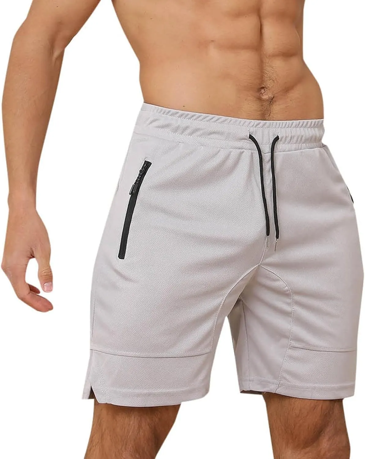 Mens Mesh Workout Shorts with Zipper Pockets 5 Inch Athletic Gym Stretch Shorts Casual Sports Quick Dry Running Jogger Shorts
