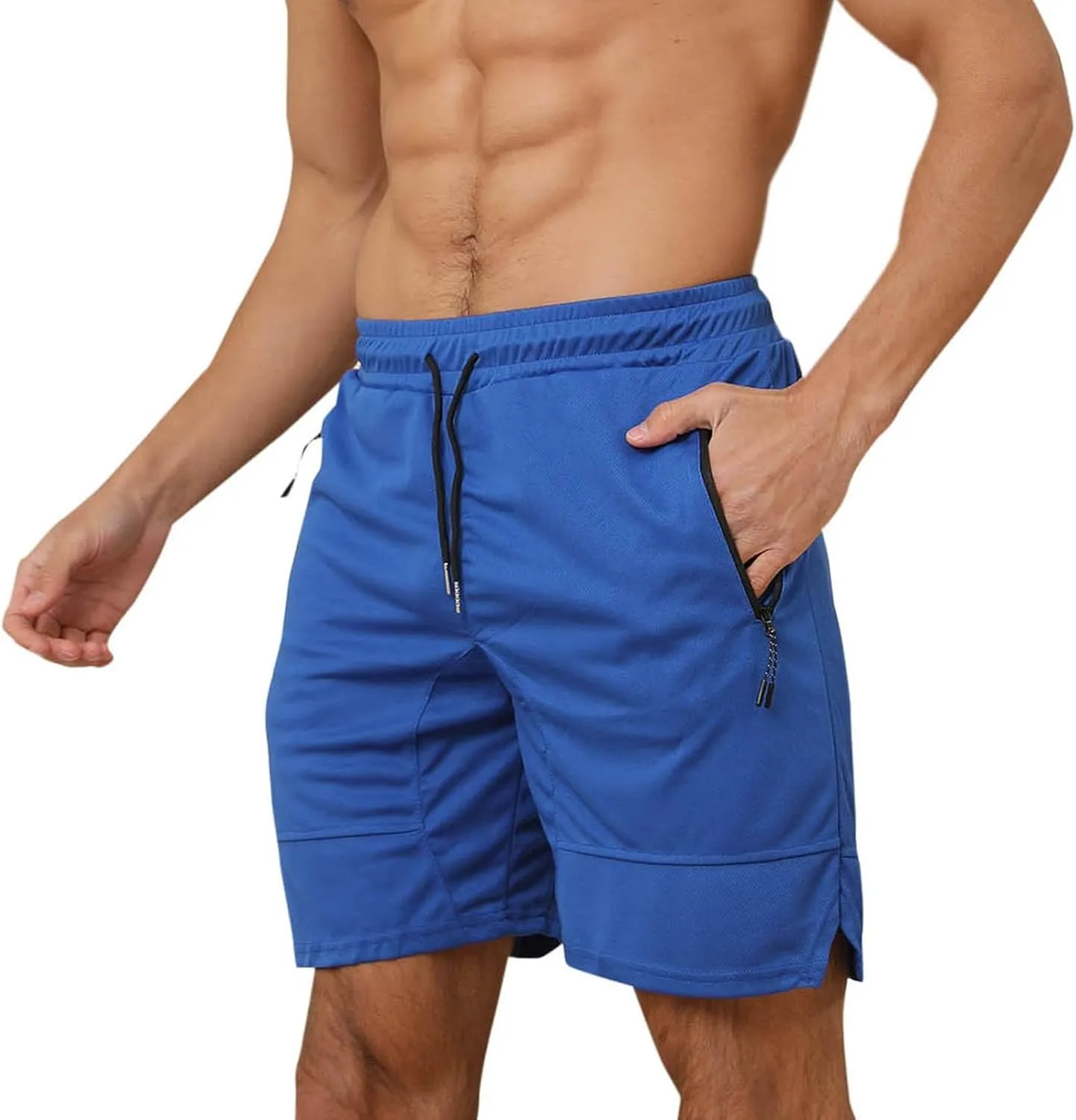 Mens Mesh Workout Shorts with Zipper Pockets 5 Inch Athletic Gym Stretch Shorts Casual Sports Quick Dry Running Jogger Shorts
