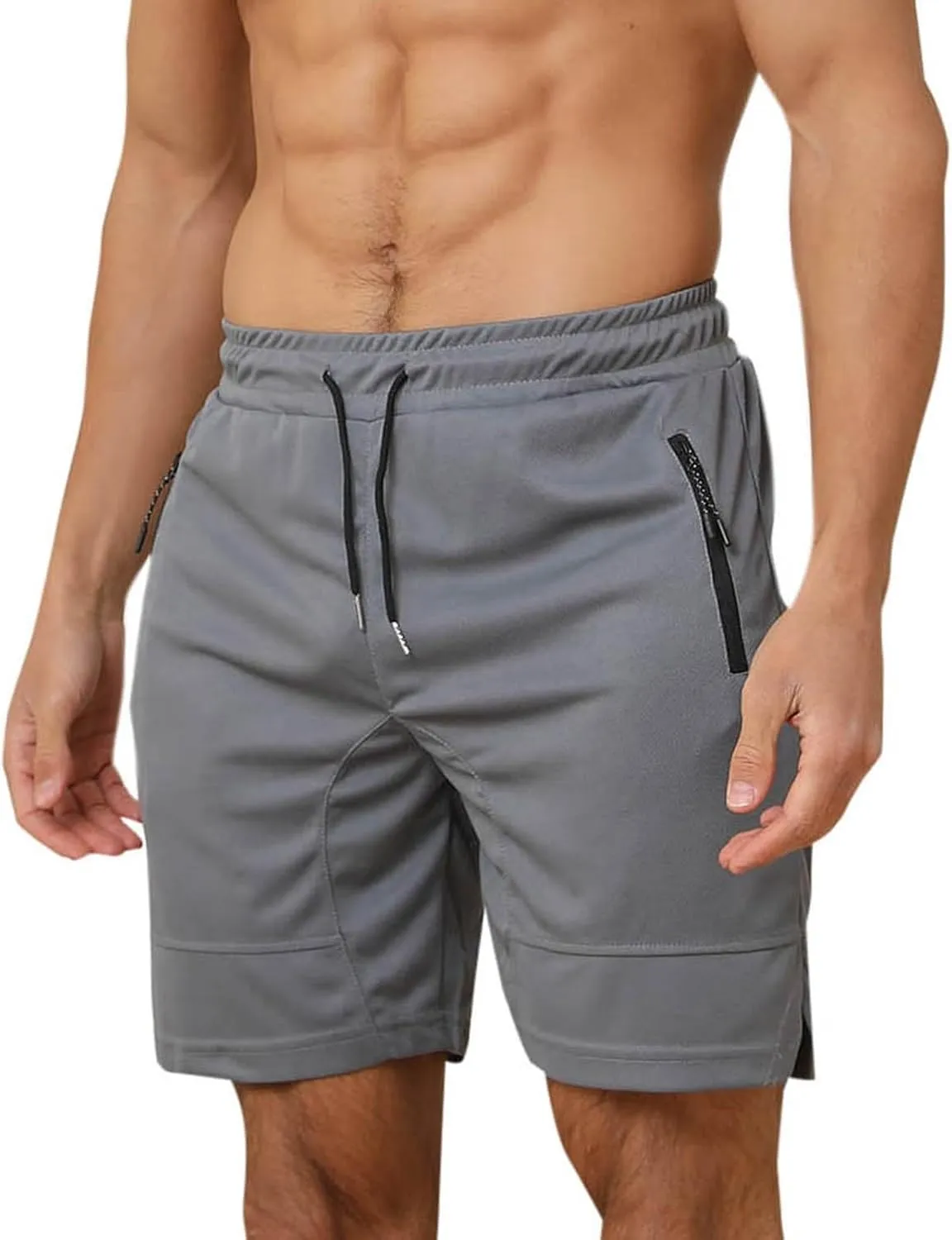 Mens Mesh Workout Shorts with Zipper Pockets 5 Inch Athletic Gym Stretch Shorts Casual Sports Quick Dry Running Jogger Shorts