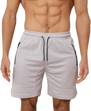 Mens Mesh Workout Shorts with Zipper Pockets 5 Inch Athletic Gym Stretch Shorts Casual Sports Quick Dry Running Jogger Shorts