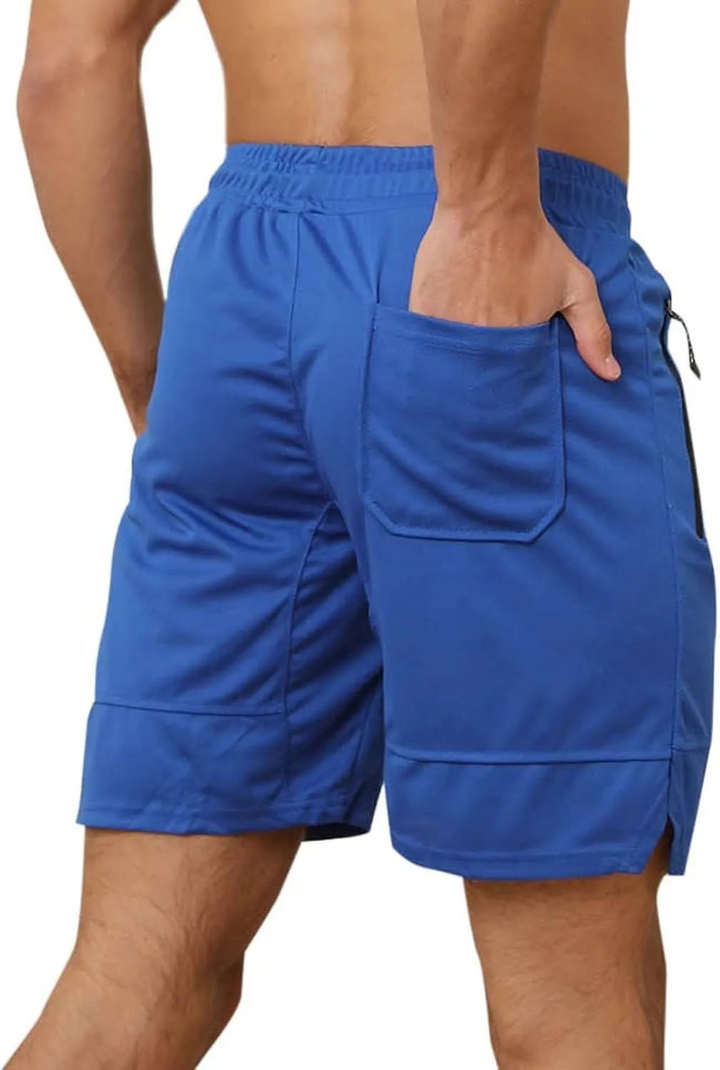 Mens Mesh Workout Shorts with Zipper Pockets 5 Inch Athletic Gym Stretch Shorts Casual Sports Quick Dry Running Jogger Shorts