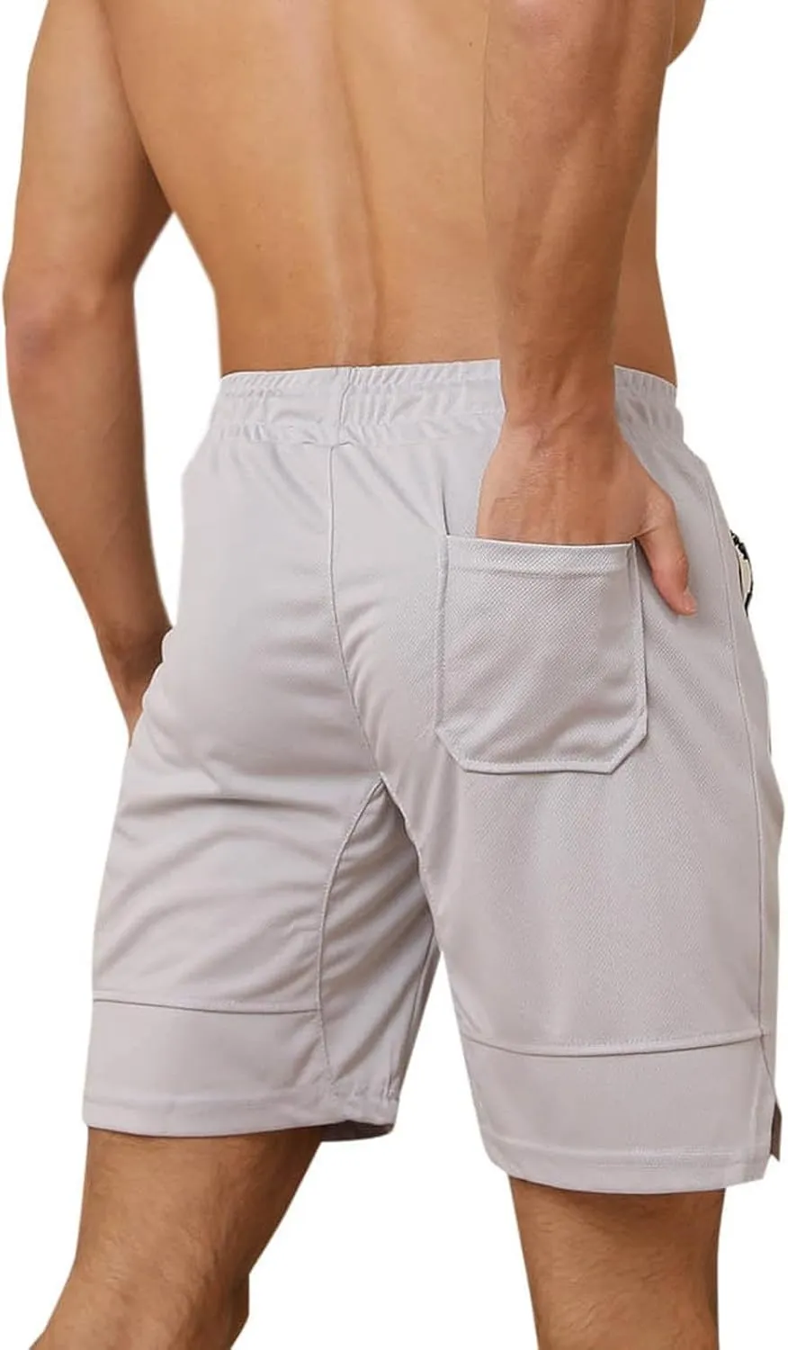 Mens Mesh Workout Shorts with Zipper Pockets 5 Inch Athletic Gym Stretch Shorts Casual Sports Quick Dry Running Jogger Shorts