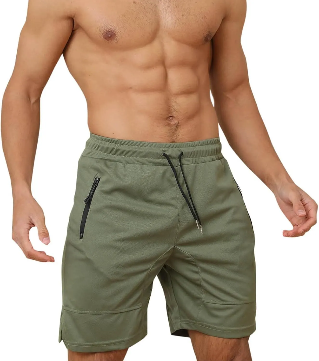 Mens Mesh Workout Shorts with Zipper Pockets 5 Inch Athletic Gym Stretch Shorts Casual Sports Quick Dry Running Jogger Shorts