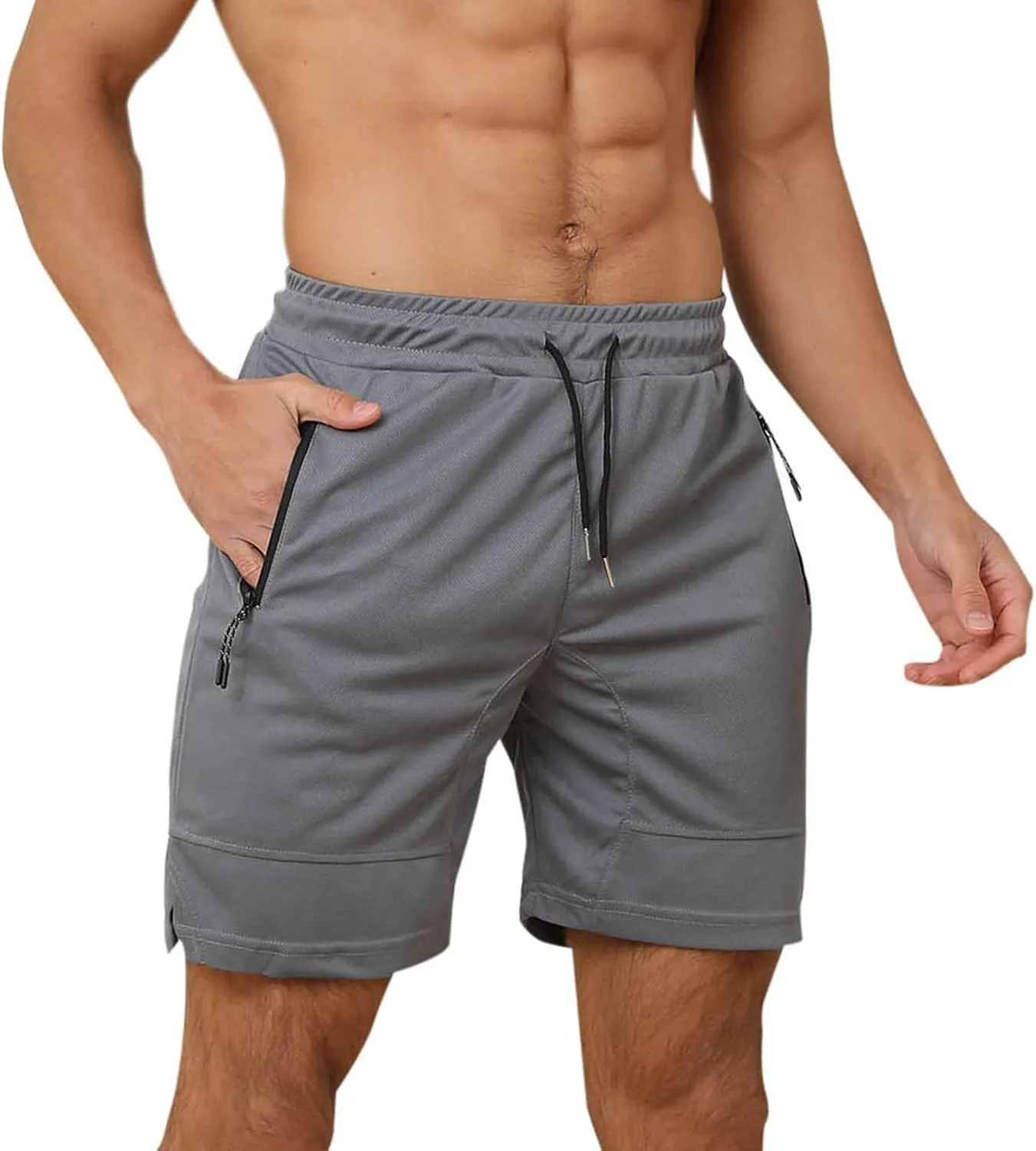 Mens Mesh Workout Shorts with Zipper Pockets 5 Inch Athletic Gym Stretch Shorts Casual Sports Quick Dry Running Jogger Shorts