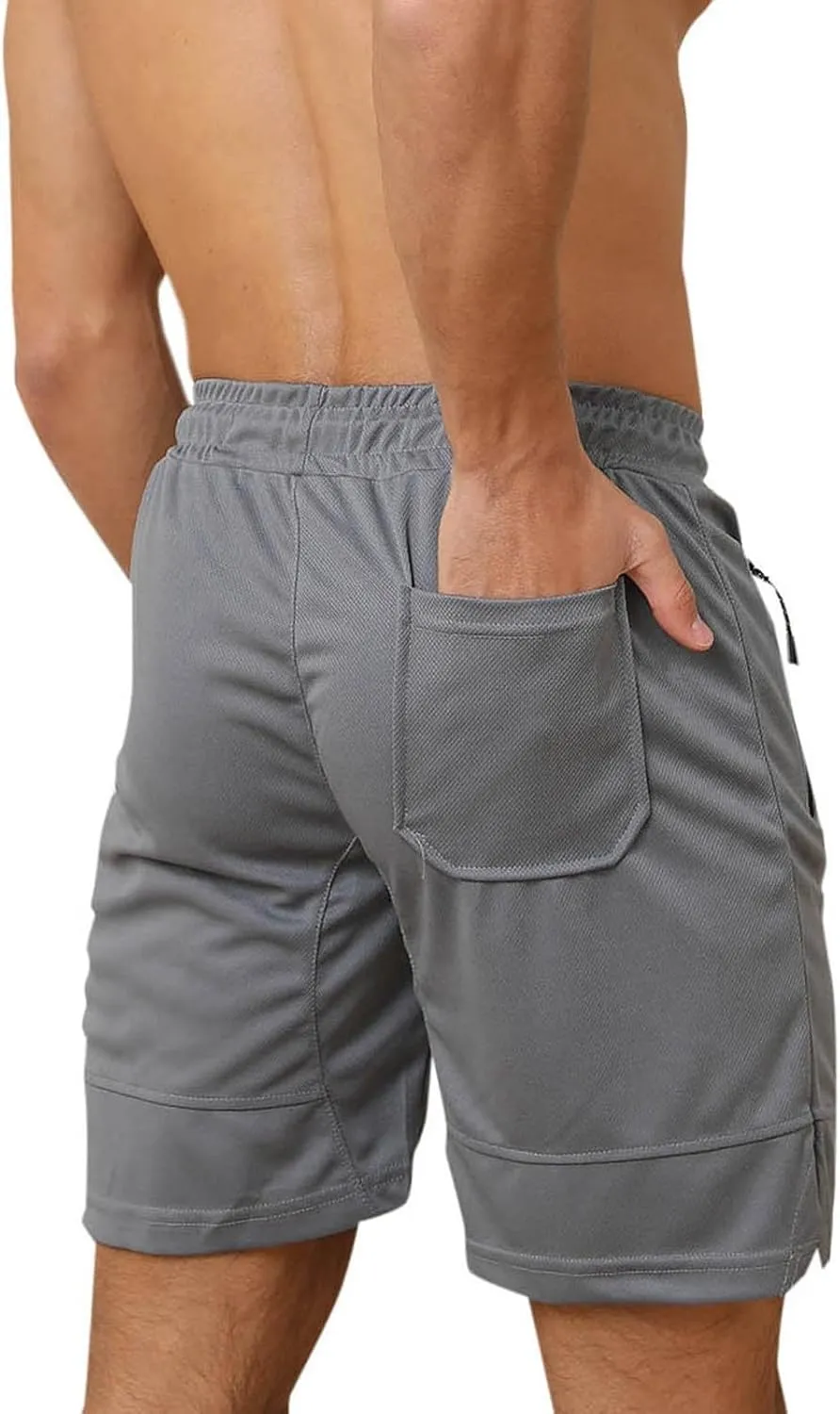 Mens Mesh Workout Shorts with Zipper Pockets 5 Inch Athletic Gym Stretch Shorts Casual Sports Quick Dry Running Jogger Shorts