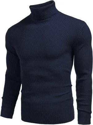 Mens Mock Turtleneck Long Sleeve Solid Color Pullover Lightweight Slim Fit Knitwear Casual Loose Fall Fashion Sweater