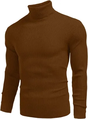 Mens Mock Turtleneck Long Sleeve Solid Color Pullover Lightweight Slim Fit Knitwear Casual Loose Fall Fashion Sweater