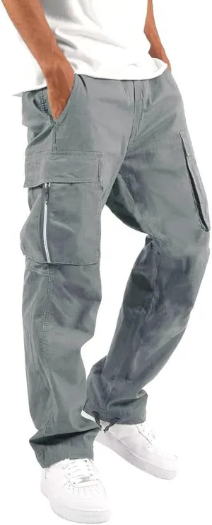 Mens Pants Waist Color Sports Hat Multi Woven Pocket Foot Rope Solid Pants Street Lightweight Stretch Cargo Work Pants
