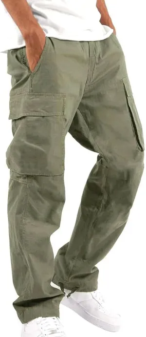 Mens Pants Waist Color Sports Hat Multi Woven Pocket Foot Rope Solid Pants Street Lightweight Stretch Cargo Work Pants