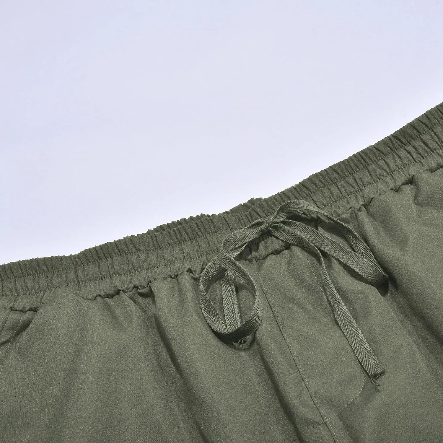 Mens Pants Waist Color Sports Hat Multi Woven Pocket Foot Rope Solid Pants Street Lightweight Stretch Cargo Work Pants