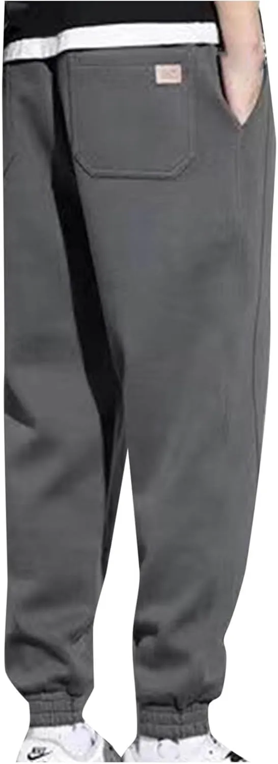 Mens Plus Size Sweatpants Drawstring Elastic Waisted Joggers Trousers Outdoor Athletic Track Pants with Pockets