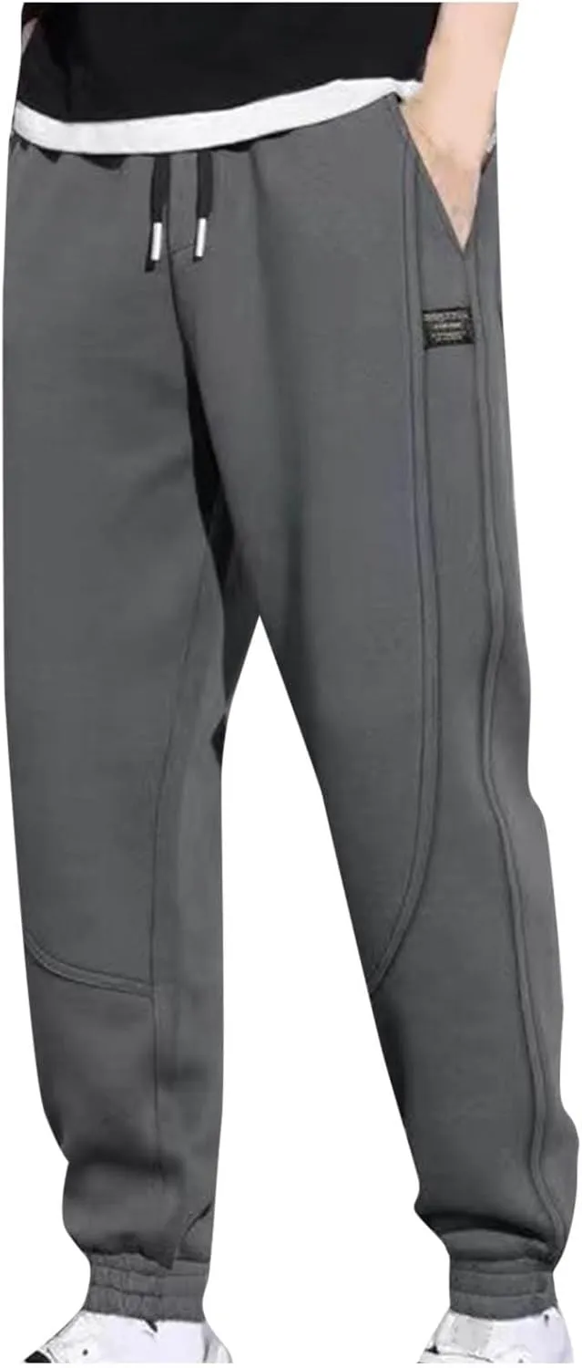 Mens Plus Size Sweatpants Drawstring Elastic Waisted Joggers Trousers Outdoor Athletic Track Pants with Pockets