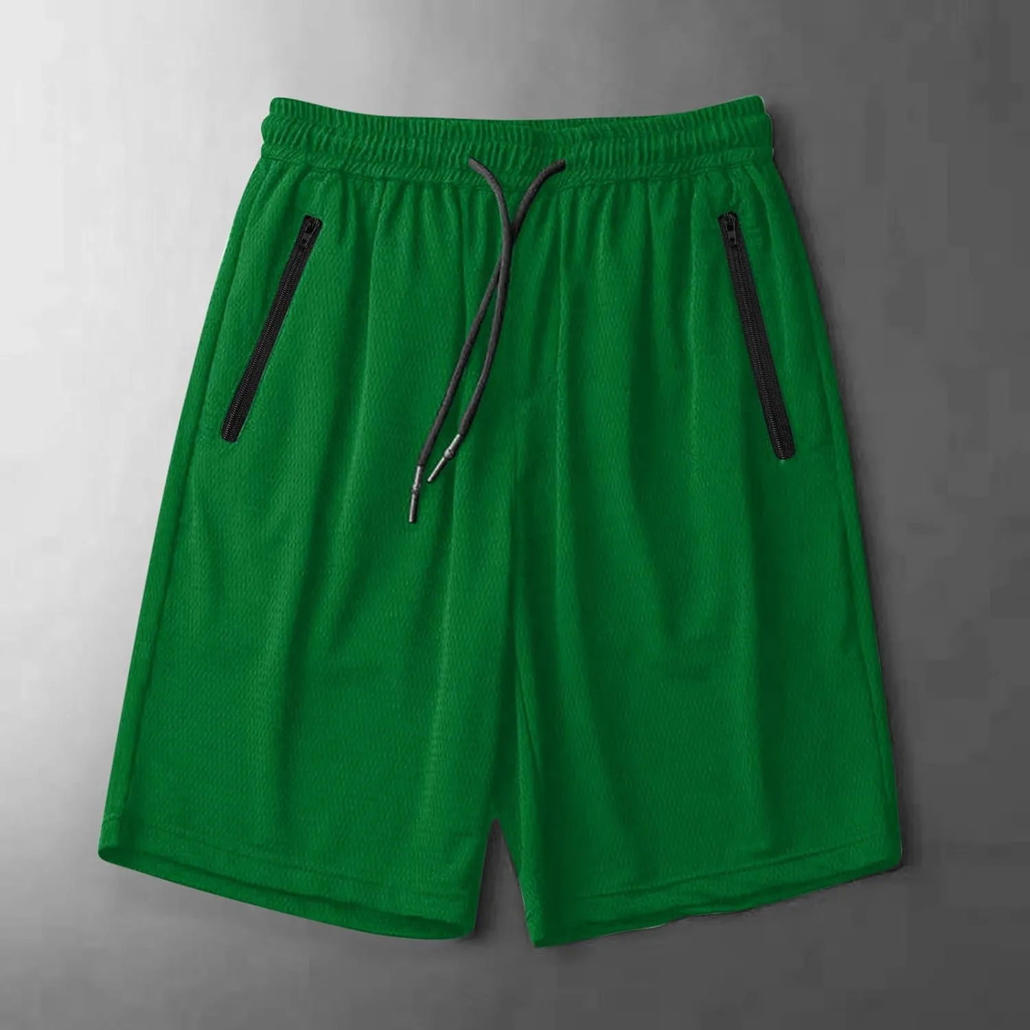 Mens Quick Dry Running Shorts with Zipper Pocket Drawstring Waist Summer Breathable Ice Silk Workout Short Pants