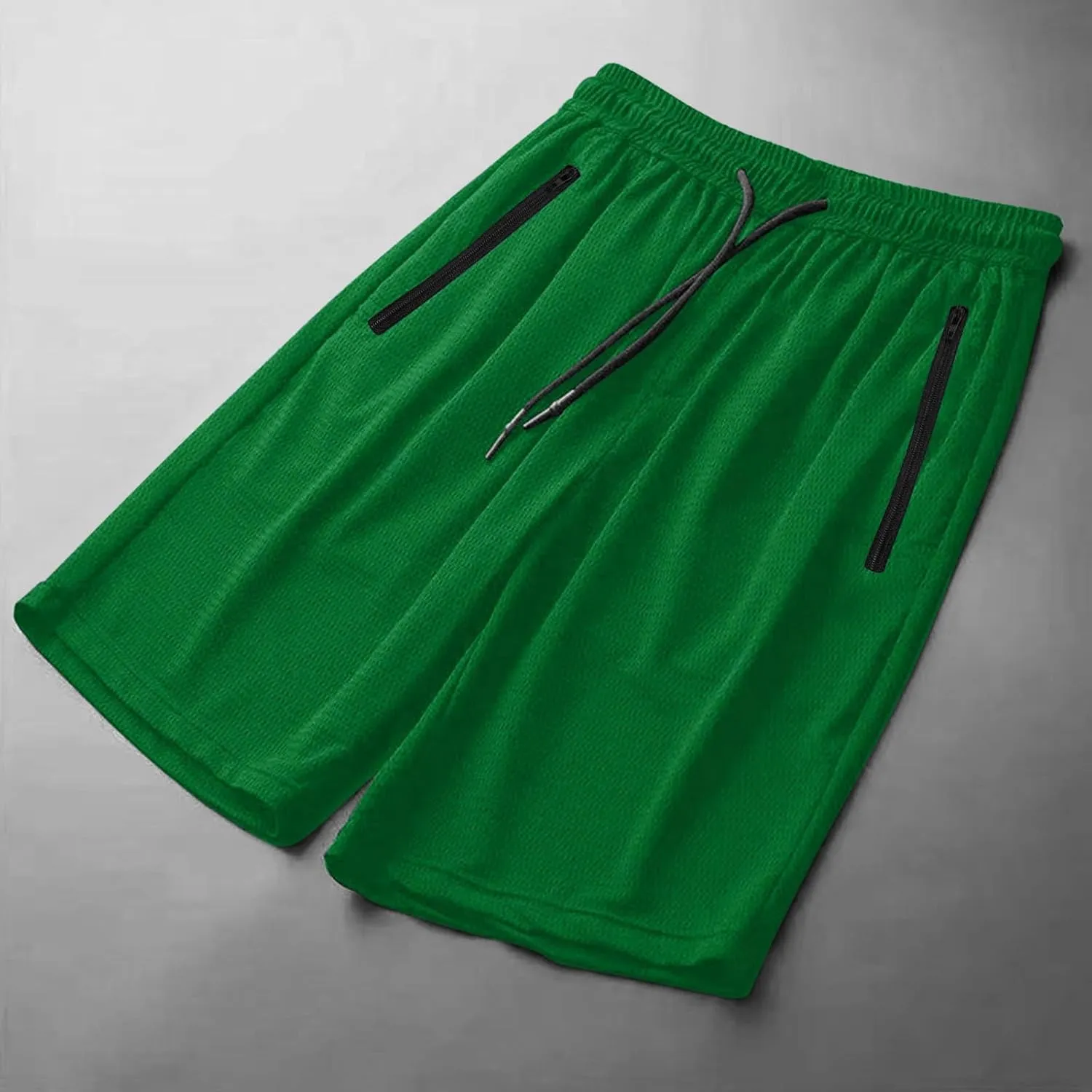 Mens Quick Dry Running Shorts with Zipper Pocket Drawstring Waist Summer Breathable Ice Silk Workout Short Pants