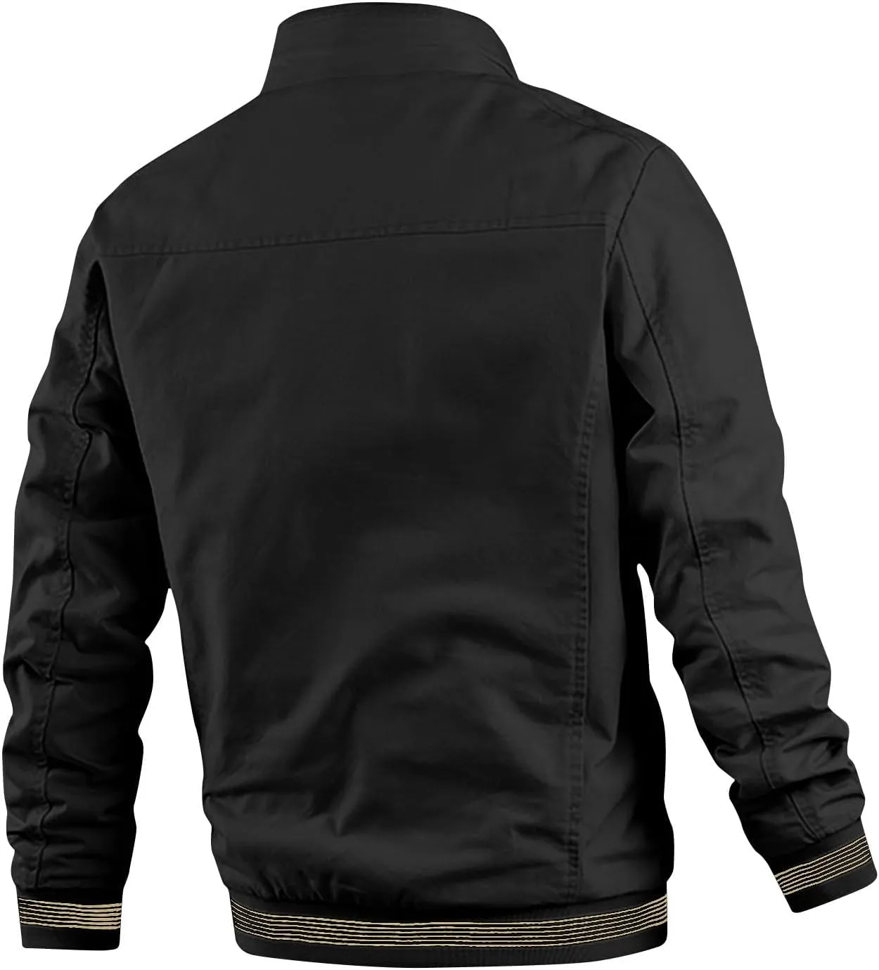 Mens Sherpa Lined Jacket Full-Zip Winter Stand Collar Bomber Jacket Outdoor Recreation Work Cargo Outerwear with Pocket