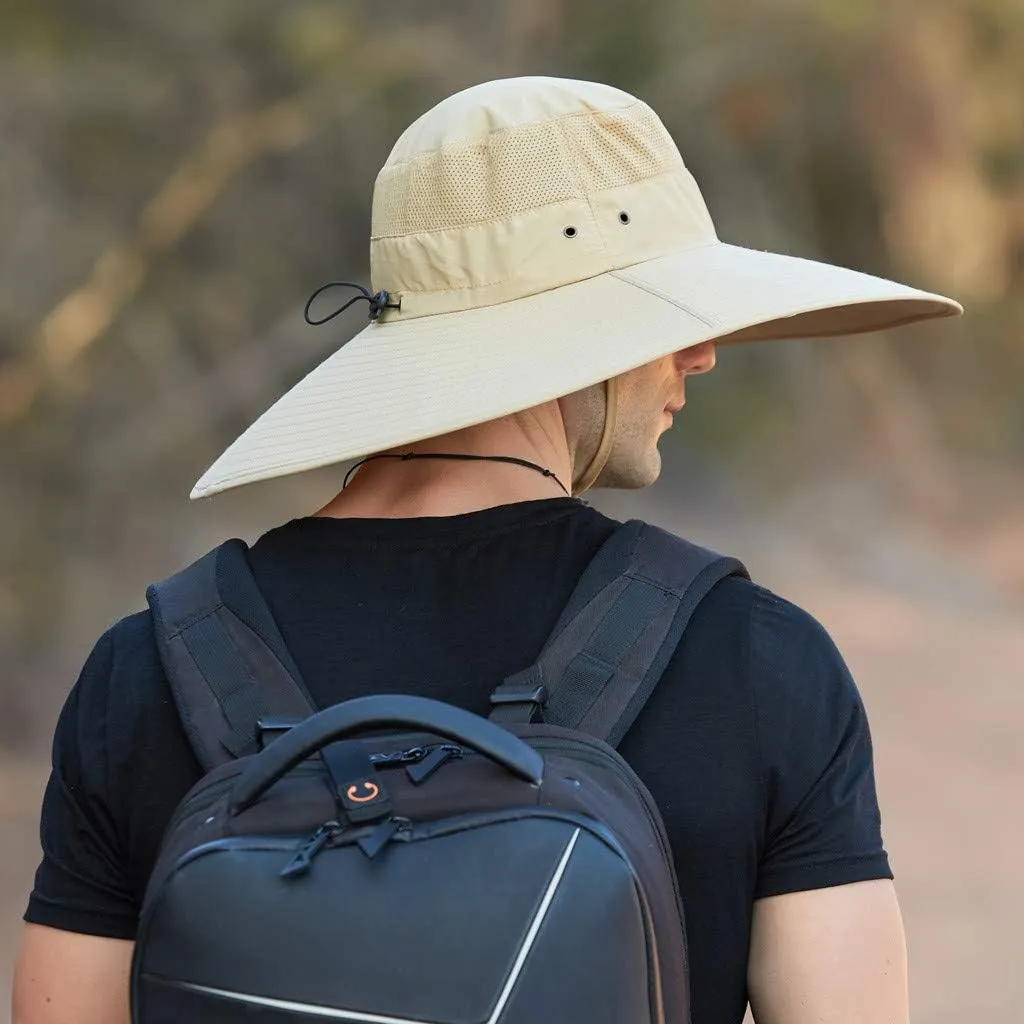 Men's Super Wide Brim Bucket Hat UPF50  Waterproof Sun Hat Summer Outdoor Safari Hat Fishing Hiking Boonie Hats