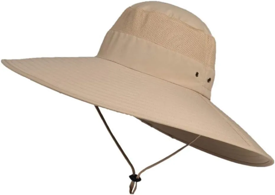 Men's Super Wide Brim Bucket Hat UPF50  Waterproof Sun Hat Summer Outdoor Safari Hat Fishing Hiking Boonie Hats