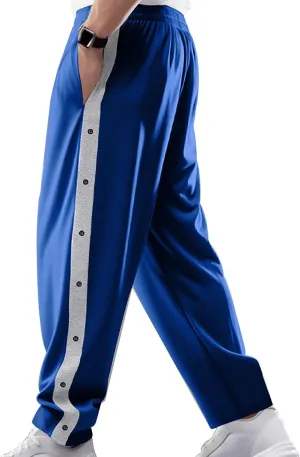Men's Tear Away Basketball Pants High Split Snap Button Casual Sweatpants with Pockets Straight Leg Loose Beach ﻿