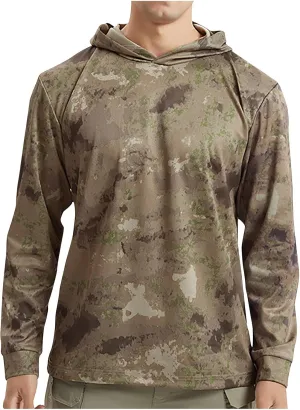 Men's UV Sun Protection Hooded Camo Shirts Long Sleeve Quick-Dry Outdoor T-Shirt UPF 50  Rash Guards Cooling Hoodies