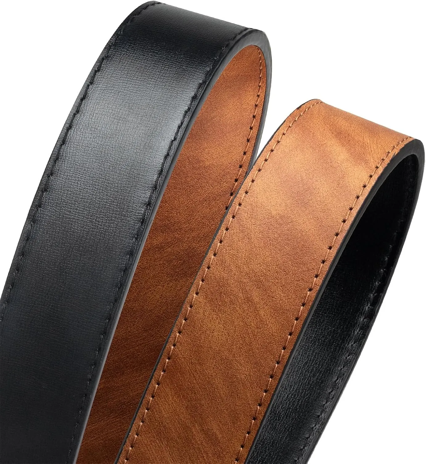 Mnjyihy Reversible Leather Belts For Men Brown Faux Leather Belts For Trousers