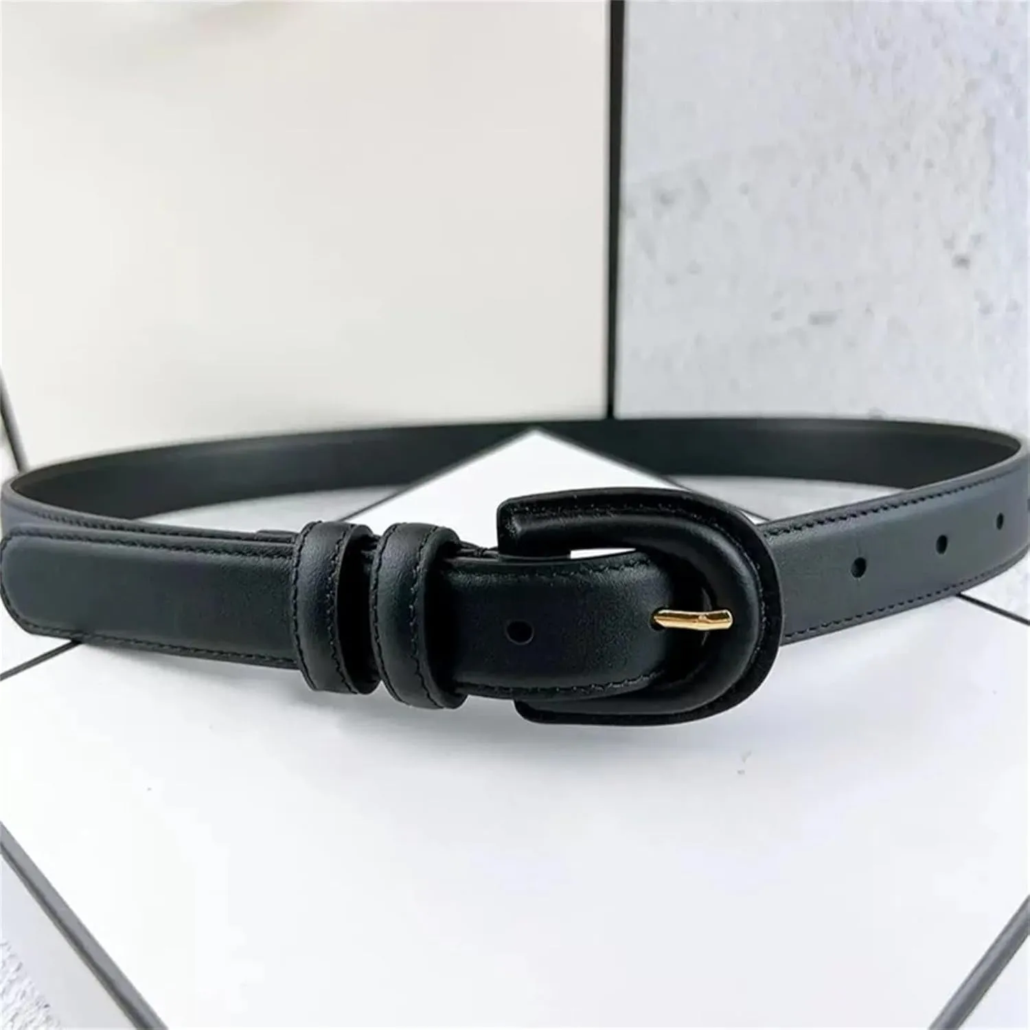 Mnjyihy Women's Cowhide Leather Belt For Jeans Pants Casual Genuine Leather Pin Buckle Belt