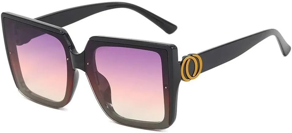 New 2025 Big Frame Sunglasses Women Shape UV400 Protection Women Sun Glasses Driving Travelling Female Sunglass,Black Purple P