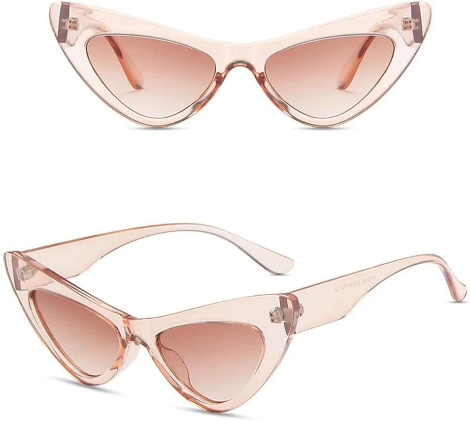 New 2025 Cat Eye Shape Women's Sunglasses European American Style Candy Color Trendy Sun glasses Female Sunglasses,Tea Tea