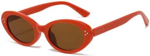 New 2025 Fashion Style Sunglasses for Women Oval Shape Rivets Sun Glasses Women Travelling Beach Swimming Female Sunglass,Orange Tea