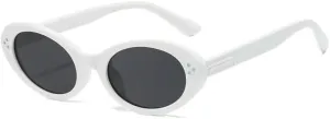 New 2025 Fashion Style Sunglasses for Women Oval Shape Rivets Sun Glasses Women Travelling Beach Swimming Female Sunglass,White Gray