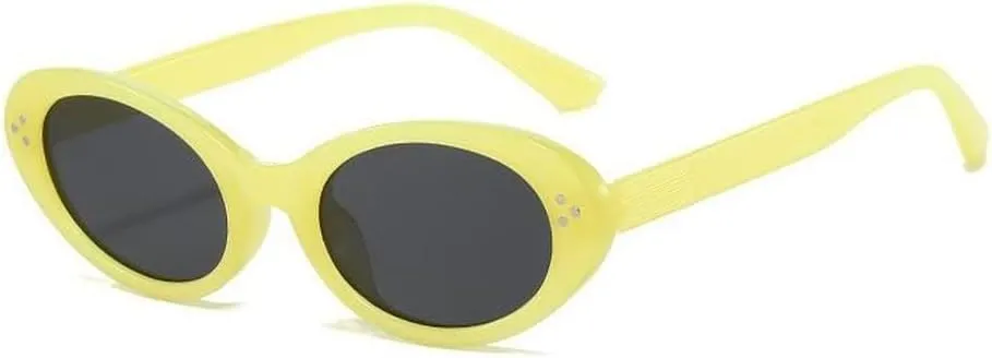 New 2025 Fashion Style Sunglasses for Women Oval Shape Rivets Sun Glasses Women Travelling Beach Swimming Female Sunglass,Yellow Gray