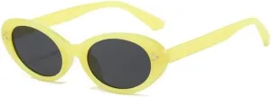 New 2025 Fashion Style Sunglasses for Women Oval Shape Rivets Sun Glasses Women Travelling Beach Swimming Female Sunglass,Yellow Gray