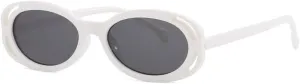 New 2025 Oval Shape Men's Sunglasses Stylish Hollow Out Sun Glasses for Women Female Sunglass,White Gray