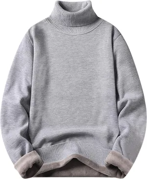 Oversized Knit Sweater for Men High Neck Solid Color Vintage Pullover Lightweight Fall Fashion Thermal Sweaters