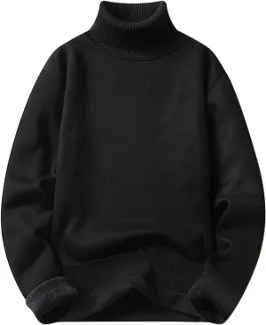 Oversized Knit Sweater for Men High Neck Solid Color Vintage Pullover Lightweight Fall Fashion Thermal Sweaters