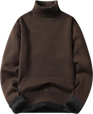 Oversized Knit Sweater for Men High Neck Solid Color Vintage Pullover Lightweight Fall Fashion Thermal Sweaters