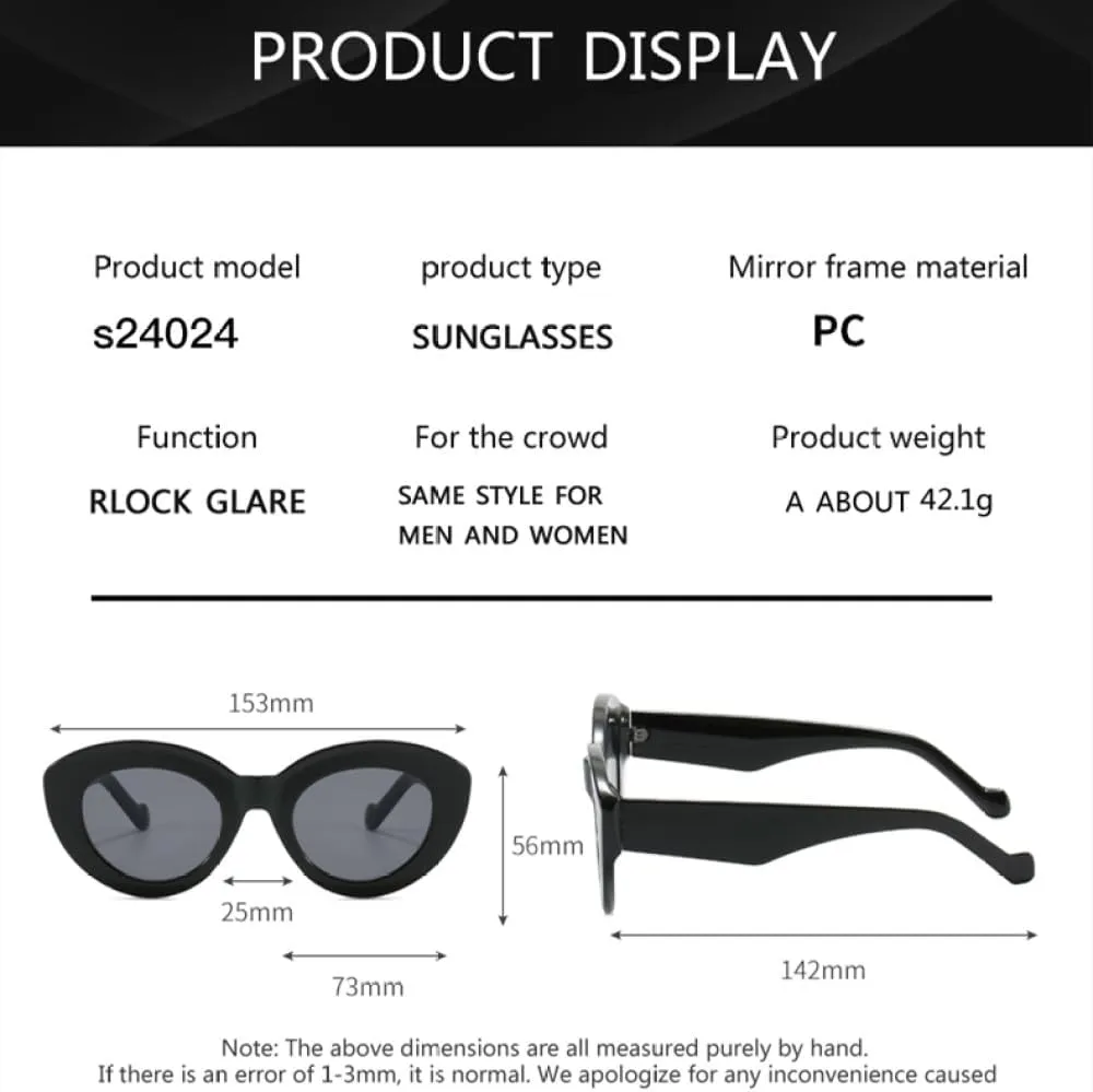 Oversized Thick Frame Cat Eye Fashion Sunglasses Woman Vintage Black Glasses Sun Glasses Female UV400 Eyewear Shades