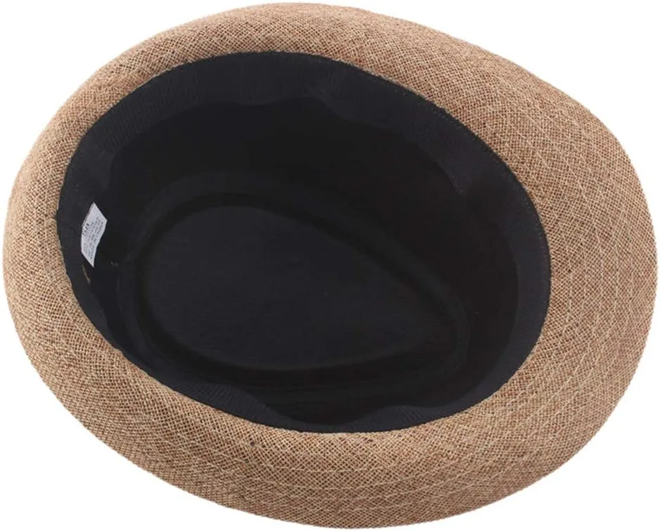 Panama Beach Sun Hat Mens Womens Straw Wide Brim Beach Belt Buckle Fedora Hat Packable Short Brim Roll Up Travel Hat